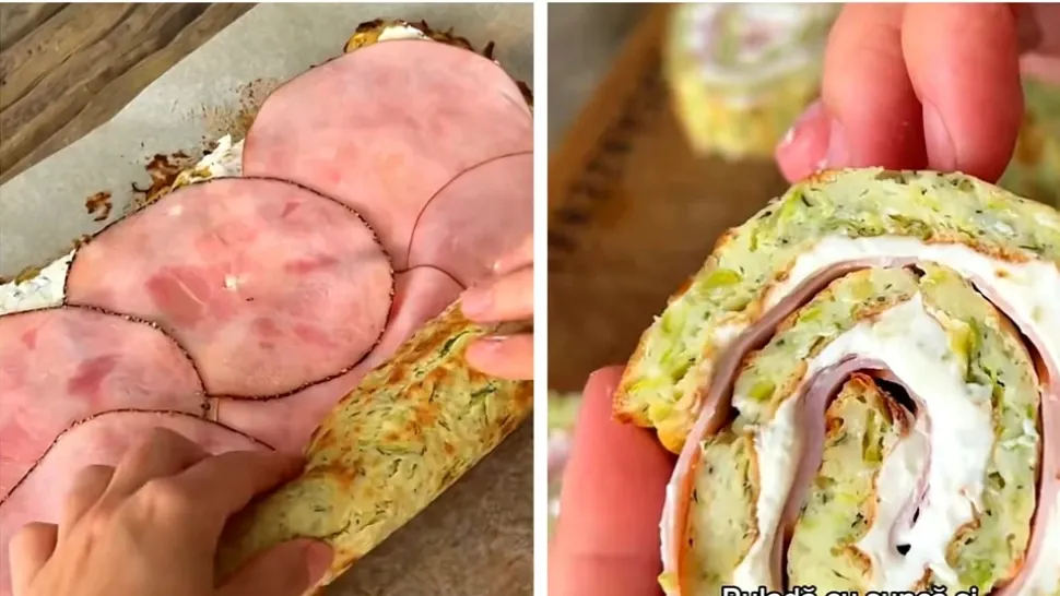 Ruladă cu dovlecei, șuncă și cremă de brânză, deliciul care face furori pe internet