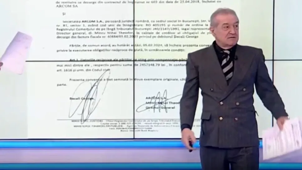 Becali, autodenunț în direct, la un post TV. Foto/Captură video