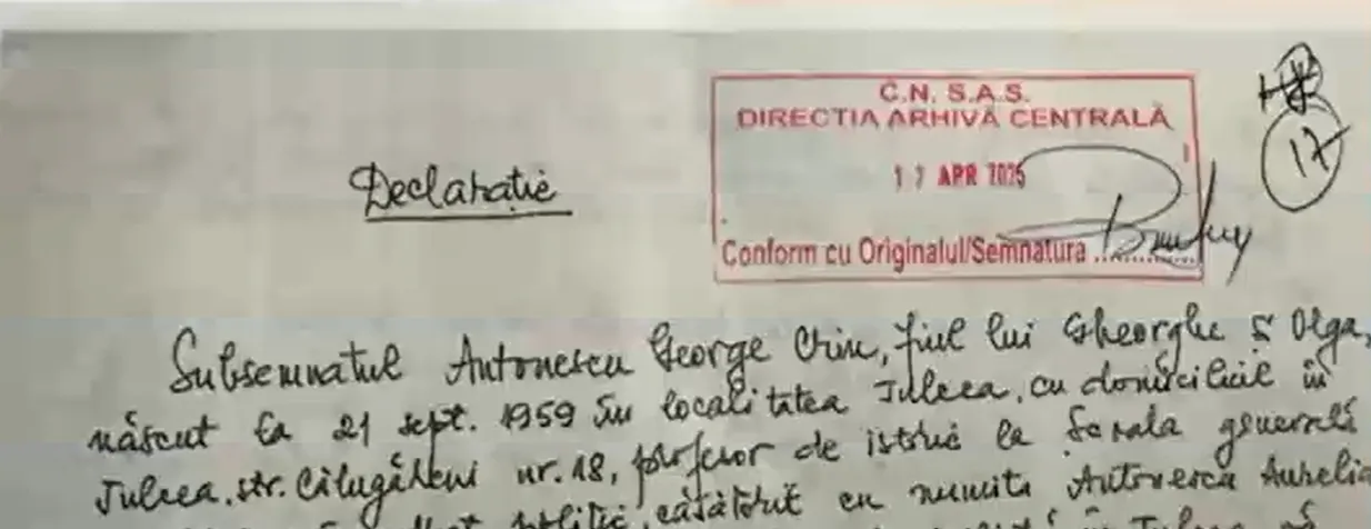 Crin Antonescu a prezentat declaraţia dată la Securitate! Planurile sorosiștilor, date peste cap - DOCUMENT/FOTO