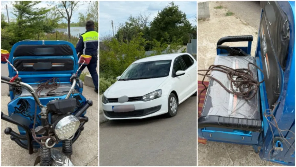 Grav accident la Cuca. Un bărbat a intrat în comă după ce a condus un triciclu tractat cu mașina de fiica sa