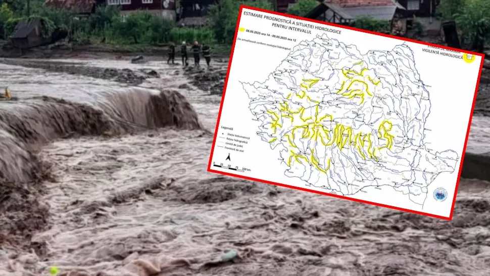 Alertă de inundații în România! FOTO: Hidro.ro