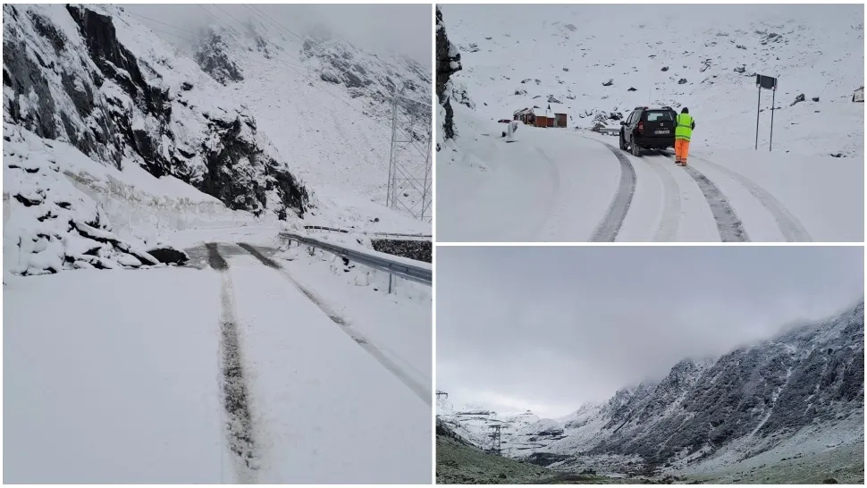 Deszăpezirea Tranfăgărășanului a fost oprită din cauza ninsorii. FOTO: DRPD Brașov