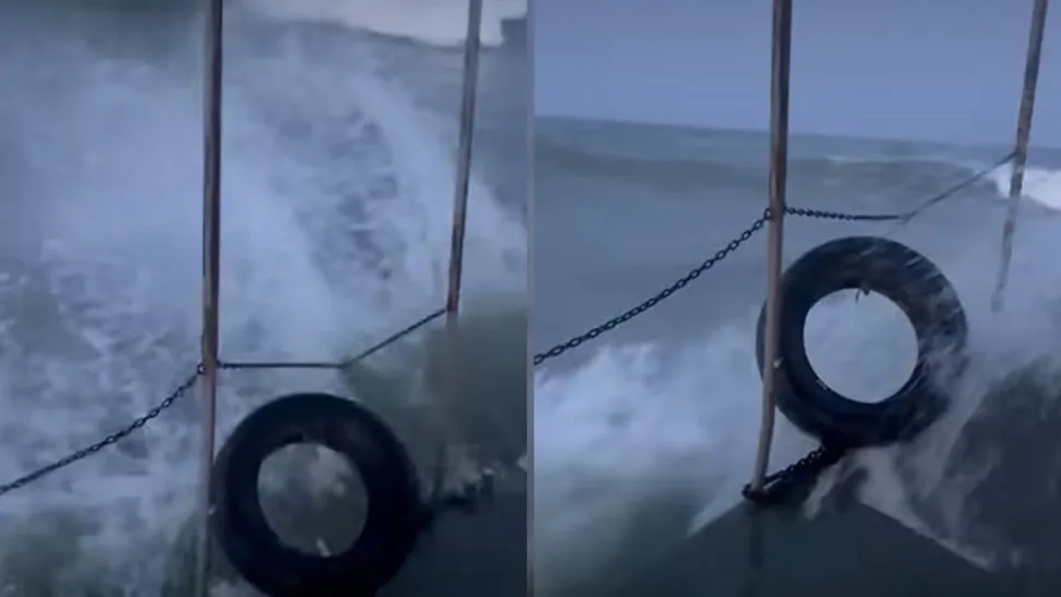Imagini teribile din timpul furtunii care a provocat tragedia de la Sulina, în care 4 oameni și-au pierdut viața - VIDEO