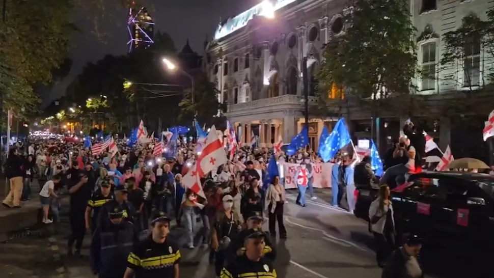 Proteste masive în Georgia: locuitorii acuză implicarea Rusiei în instituțiile statului/ Captură video