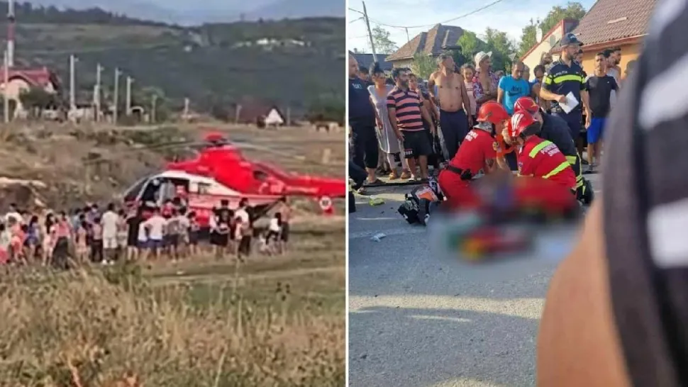Oersoana pentru care a venit elicopterul SMURD este în stare foarte gravă, cu șanse destul de mici de supraviețuire. Foto/ISU
