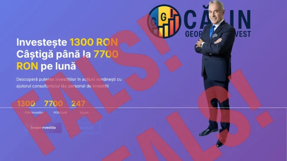 Imaginea trucată folosită de site ca să atragă oamenii. Foto/Călin Georgescu.
