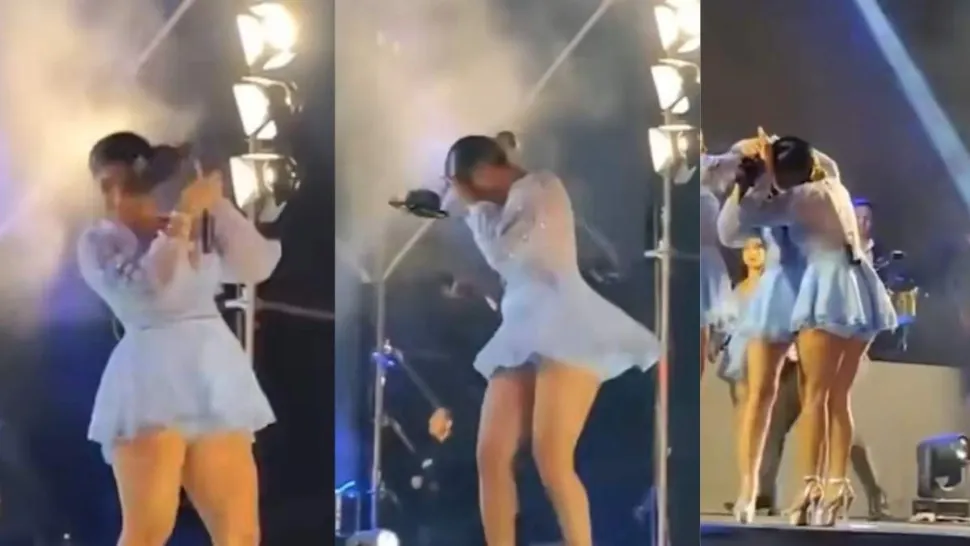 Incident neobișnuit la un concert: cântăreața a fost lovită de o dronă pe scenă
