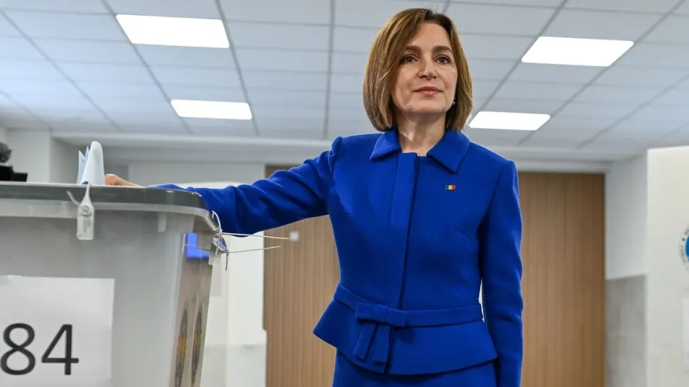 Maia Sandu la secția de votare. Foto: Profimedia