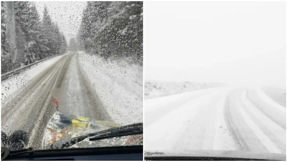 Ninsoare abundentă în zona de munte a județului Maramureș.