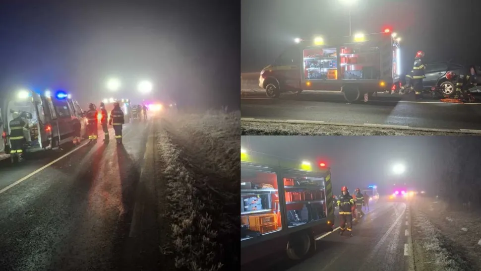 Carambol cu patru mașini în județul Arad. FOTO: ISU