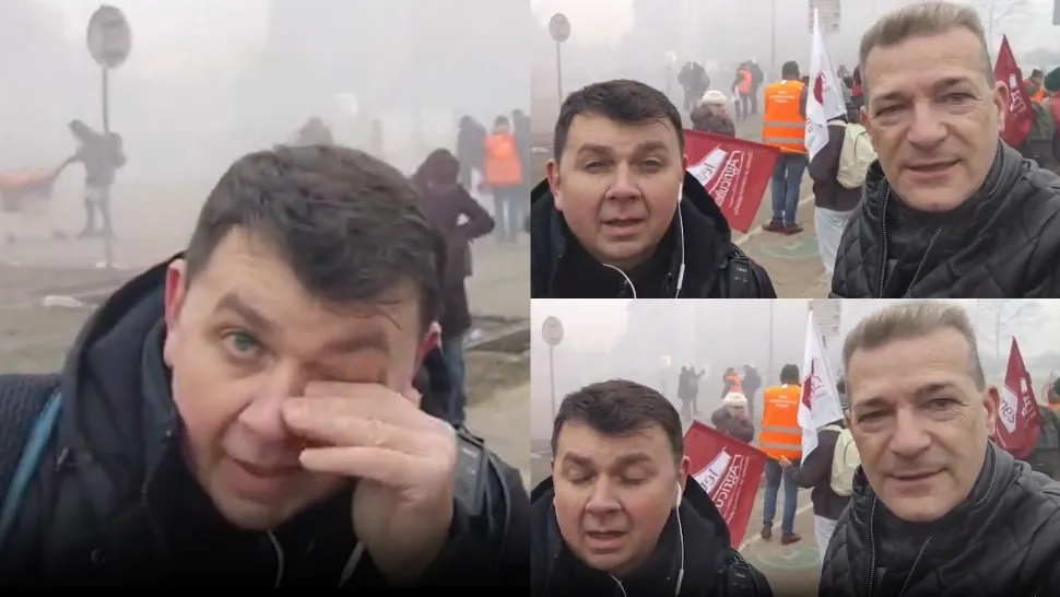 Jurnalistul Realitatea PLUS, gazat la protestul fermierilor de la Strasbourg