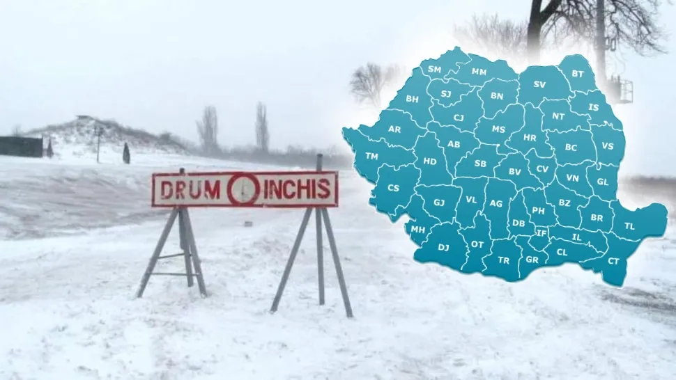România sub nămeți: autostrăzi și drumuri naționale blocate