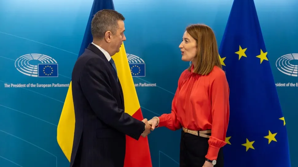 Sorin Grindeanu alături de Roberta Metsola/ Foto: Facebook