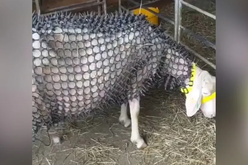 Un fermier a inventat vesta anti-lupi pentru oi