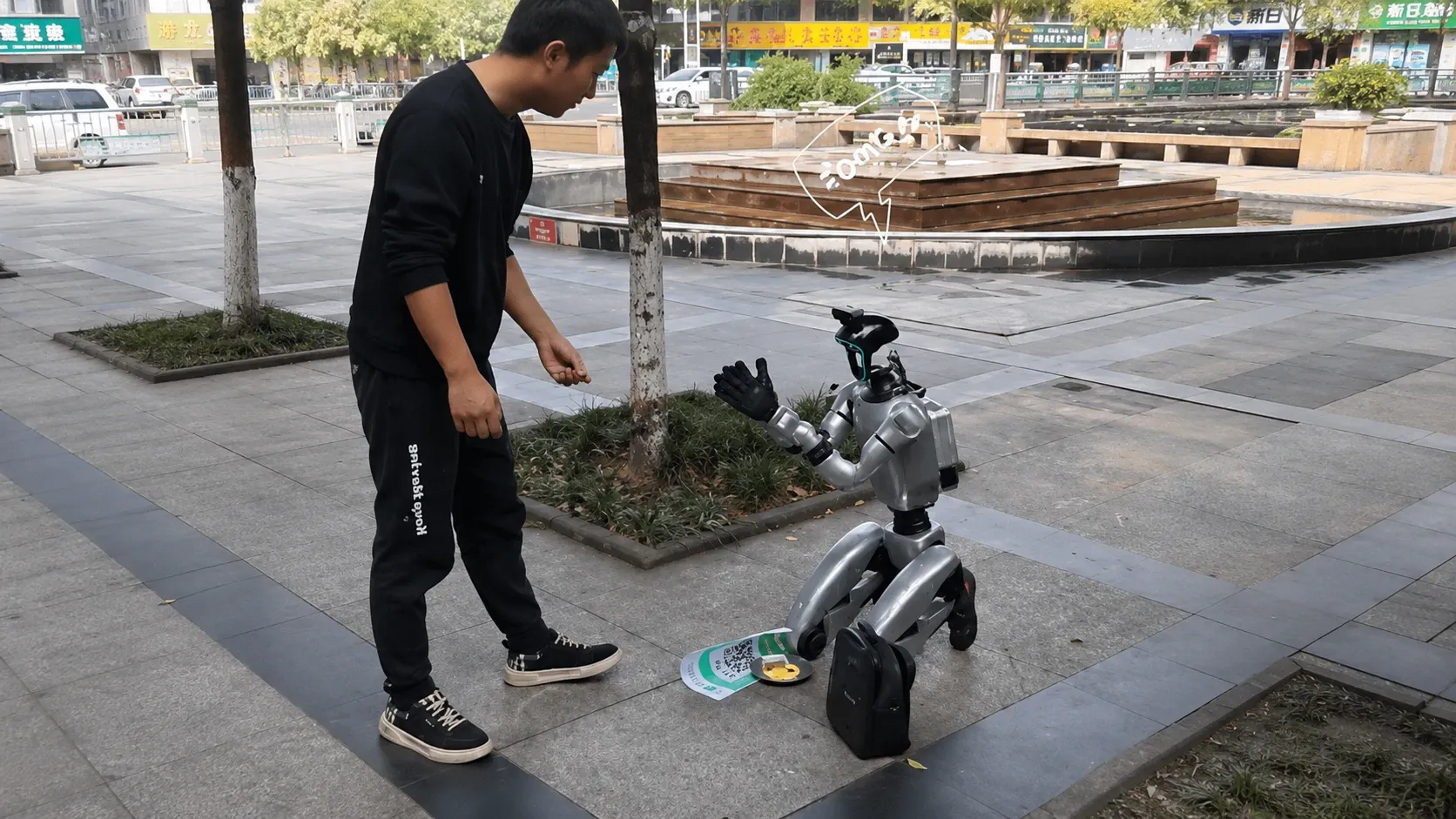Robotul care cerșește/ Captură video