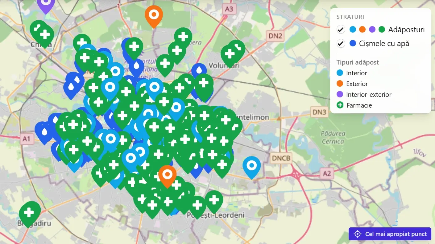 Harta adaposturilor din București