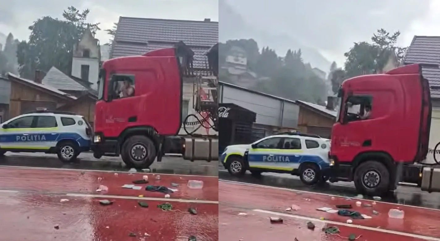 Sofer de camion, blocat in cabina