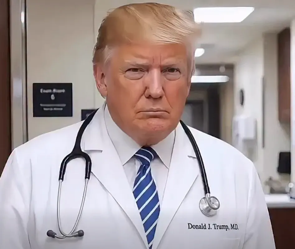 Trump apare în halat de medic într-un clip făcut cu AI