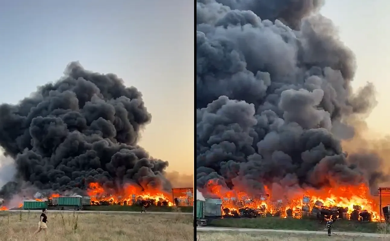 Incendiu lângă Năvodari (sursă: Dobrogea TV)