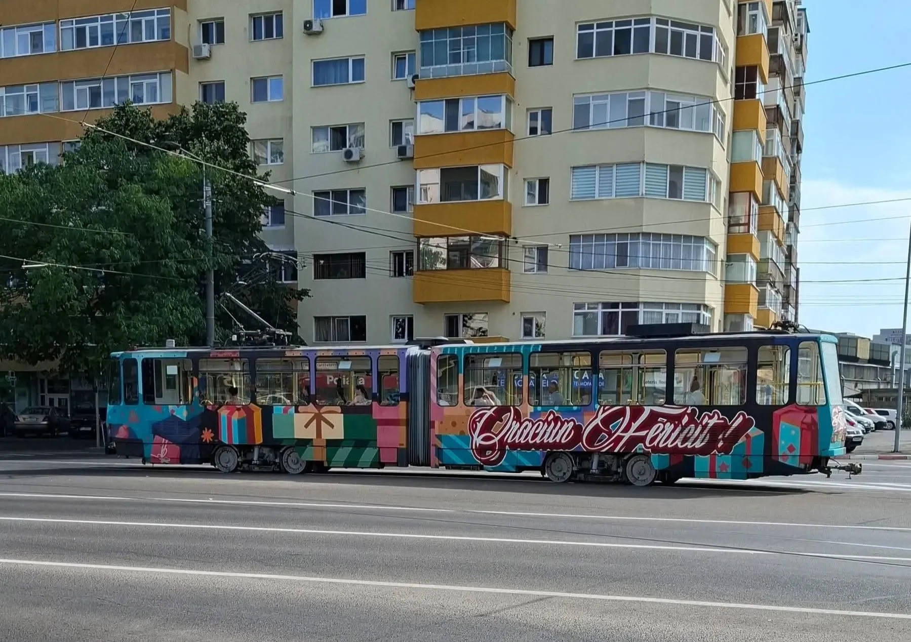 Tramvai decorat de Crăciun