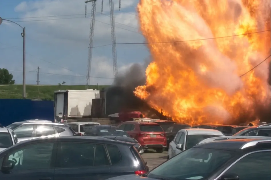 Explozie într-un parc auto din Suceava