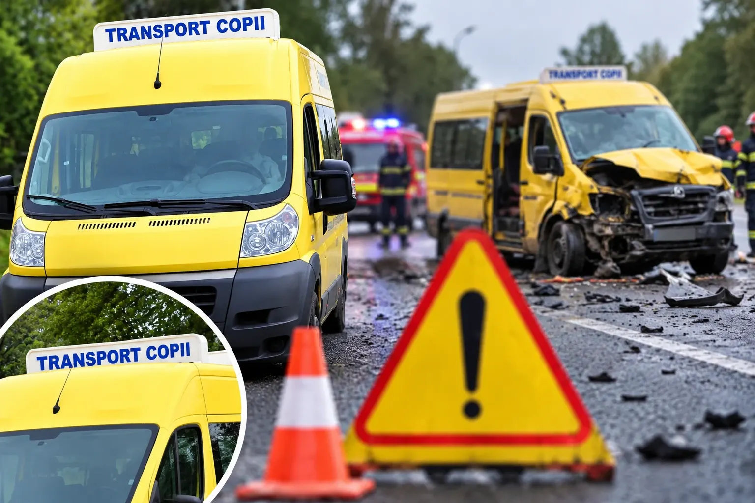 Accident microbuz/ Colaj foto cu notă sugestivă 