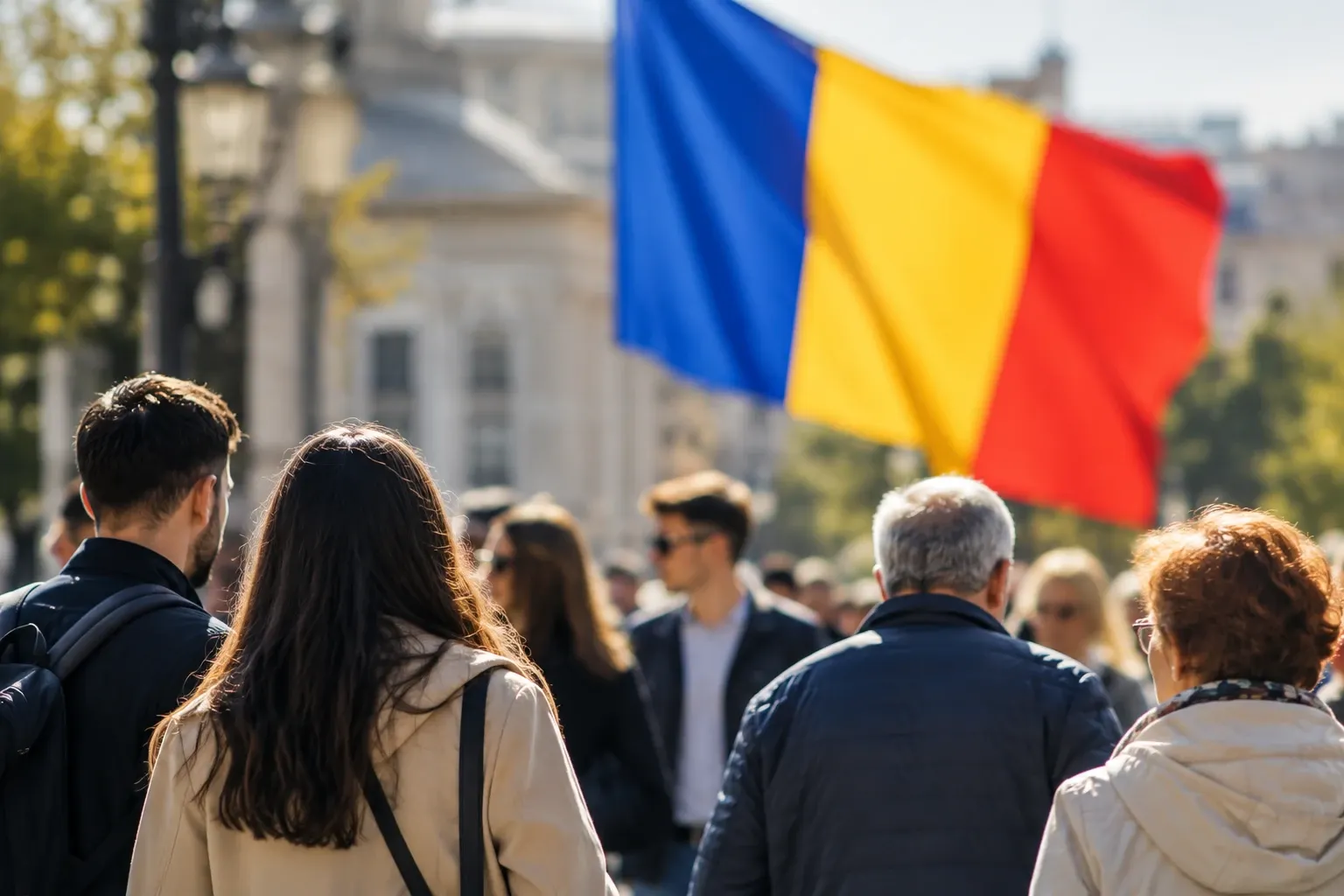 Români, pe stradă/ Colaj foto AI