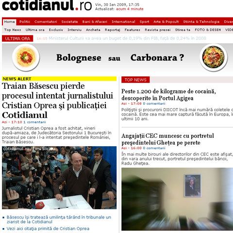 Cotidianul a câştigat procesul intentat de preşedintele Traian Băsescu
