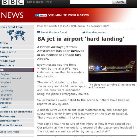 Aterizare forţată la Londra