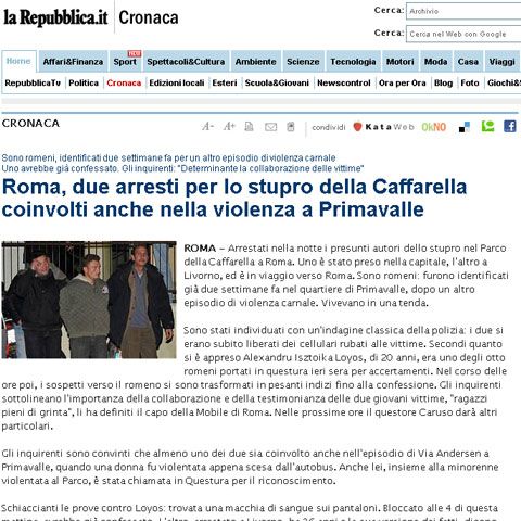 Doi români au fost arestaţi pentru violarea fetei de 14 ani de la Roma