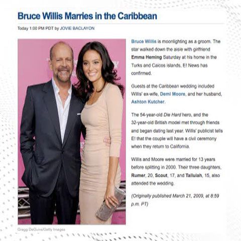 Bruce Willis s-a căsătorit cu un manechin cu 22 de ani mai tânăr