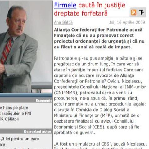 EVZ: Decizia introducerii impozitului forfetar va fi atacată în instanţă 