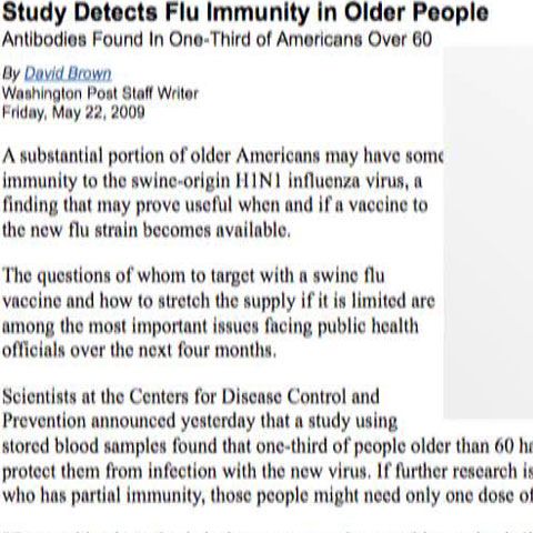 Americanii de peste 65 de ani ar putea fi imuni la virusul A (H1N1) 