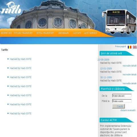 Site-ul RATB a fost atacat de către hackeri - VEZI FOTO