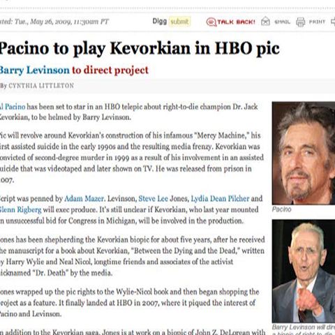 Al Pacino va interpreta rolul controversatului Jack Kevorkian