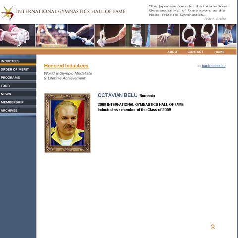 Octavian Belu a fost inclus în Hall of Fame-ul gimnasticii mondiale