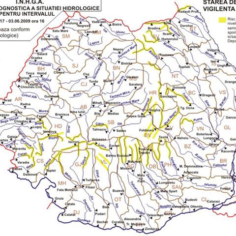 Avertizare hidrologică: Cod galben de inundaţii în 21 de judeţe