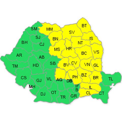 Avertizare meteorologică cod galben de ploi şi vijelii
