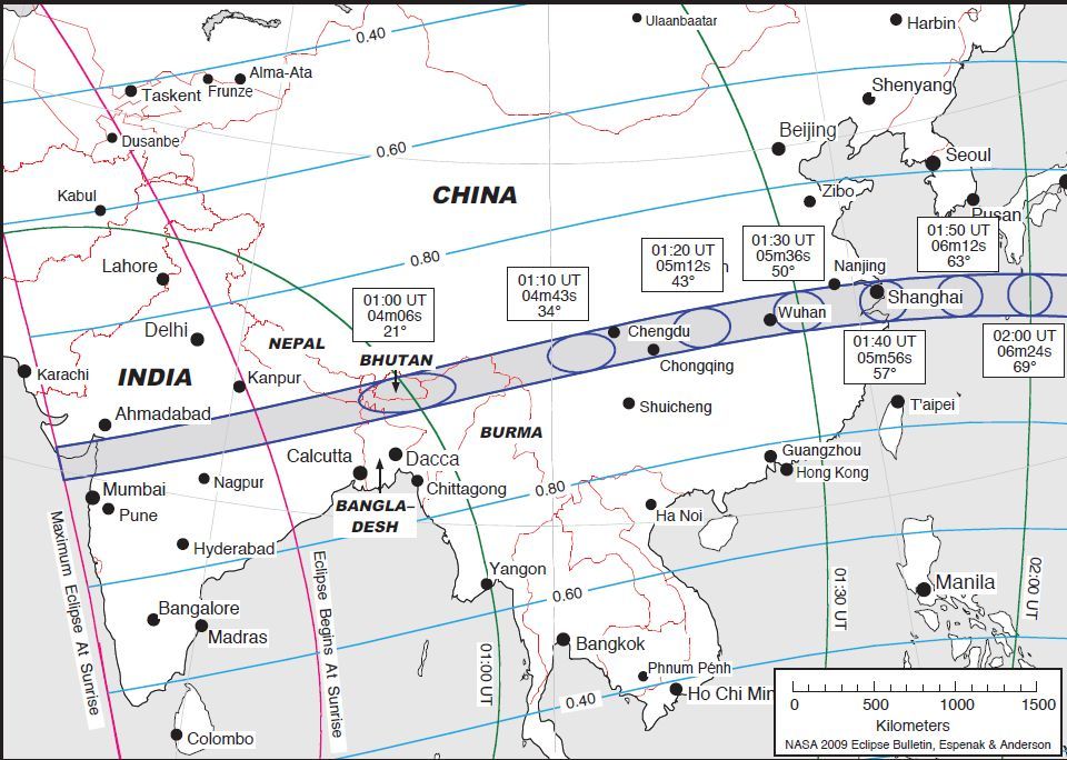 Cea mai mare eclipsă de Soare a secolului a fost vizibilă pe 22 iulie, în Asia şi Oceanul Pacific