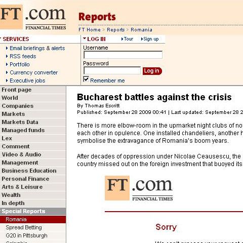 Candidatura lui Traian Băsescu va avea de suferit în urma crizei, scrie "Financial Times" 