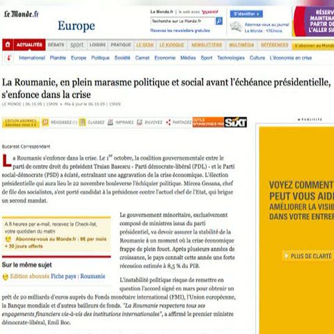 Le Monde: Criza politică din România agravează criza economică 