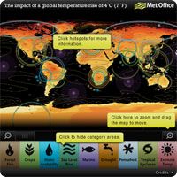 Ce impact ar avea creşterea temperaturii cu 4 grade Celsius -  VEZI HARTA INTERACTIVĂ A SCHIMBĂRILOR CLIMATICE
