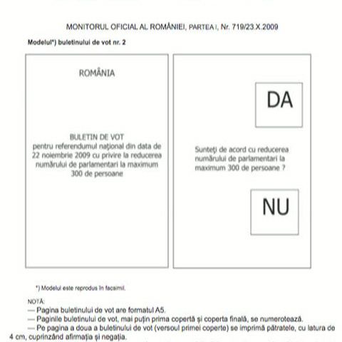 Modelele buletinelor de vot pentru referendum au fost publicate în Monitorul Oficial. VEZI FOTO