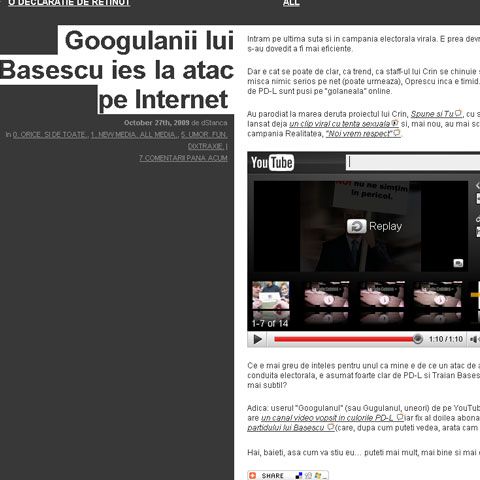 Dragoş Stanca:  Echipa lui Băsescu mizează pe o "extravaganţă" online - VEZI VIDEO