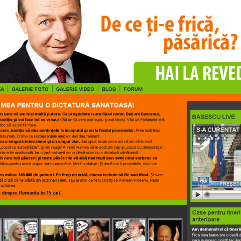 Site-ul de campanie al lui Băsescu a fost clonat: "De ce ţi-e frică, păsărică?"