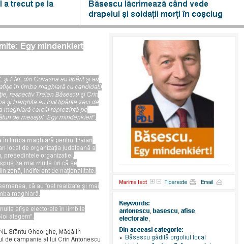 Băsescu şi Antonescu o dau pe ungureşte în campanie