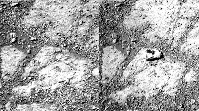 Fenomen misterios: O rocă a apărut în fața unui rover de pe Marte