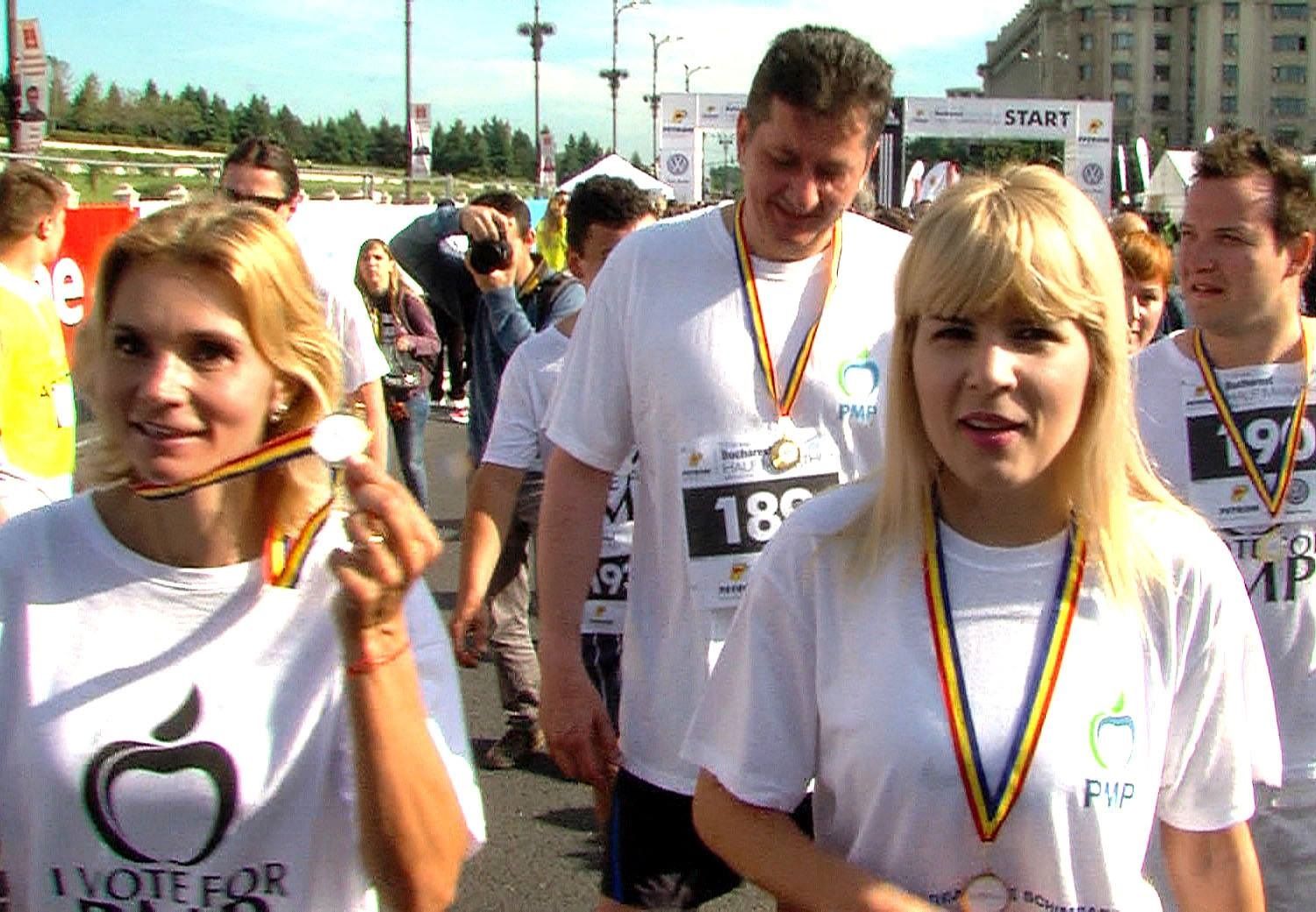 Udrea a alergat în cursa de 2,9 kilometri de la semimaratonul organizat în București