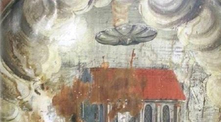 Un OZN gigantic, pictat într-o biserică veche din România