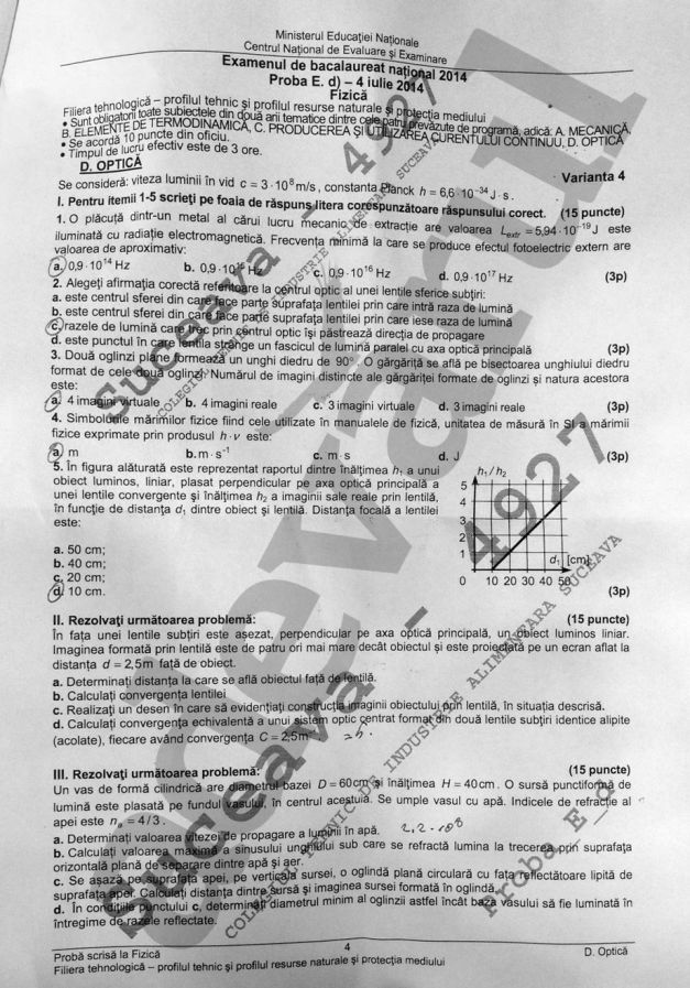 BAC 2014. ULTIMA PROBĂ, la ALEGERE. TOATE SUBIECTELE şi BAREM EDU.ro la BAC 2014